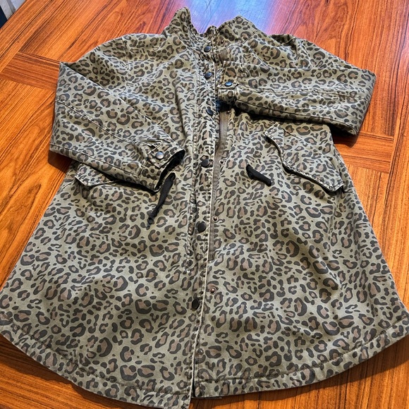 Zara Girls Animal Print Cotton Twill Parka w/ Snap-out Quilted Lining